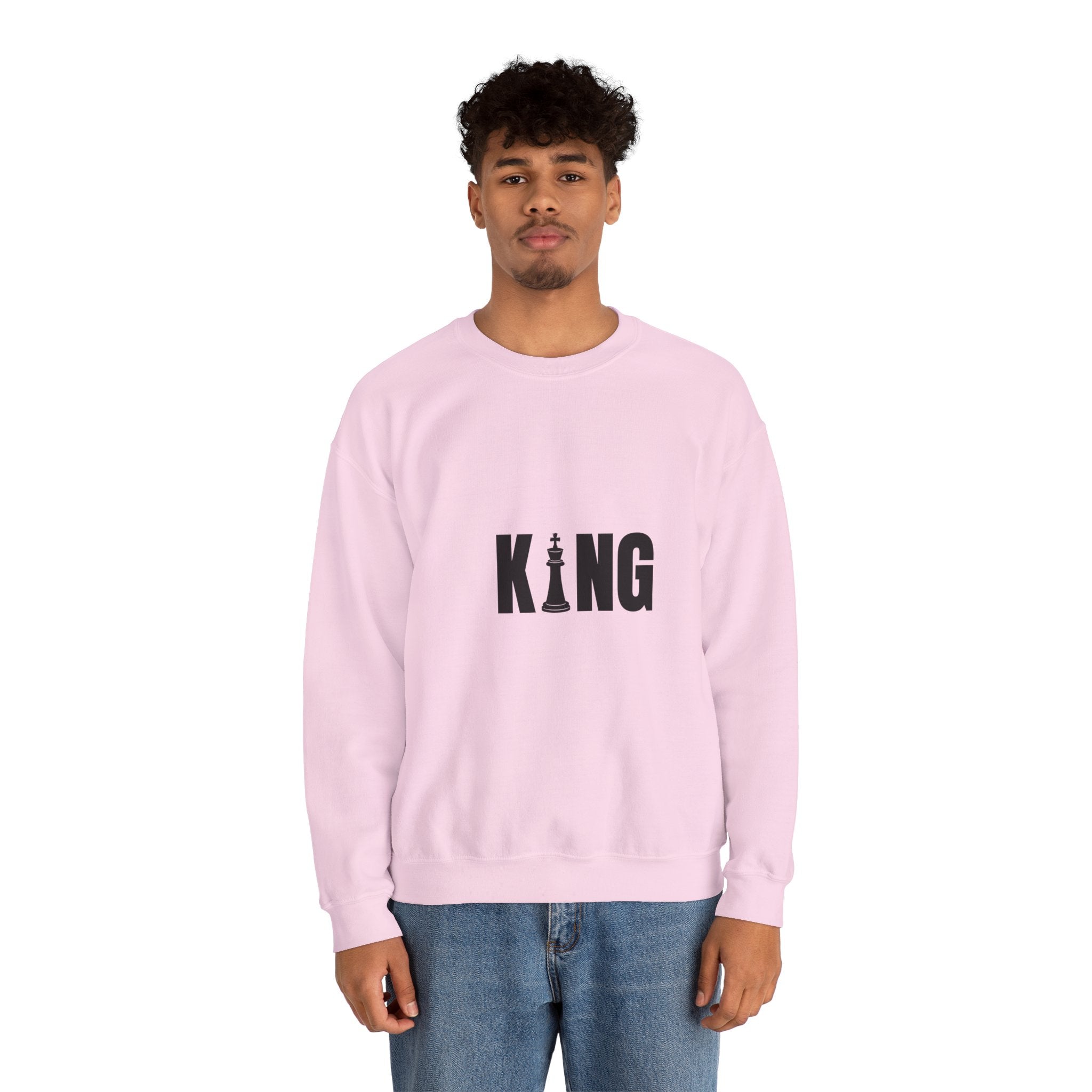 King Chess Piece Crewneck Sweatshirt — Minimalist Chess King Graphic