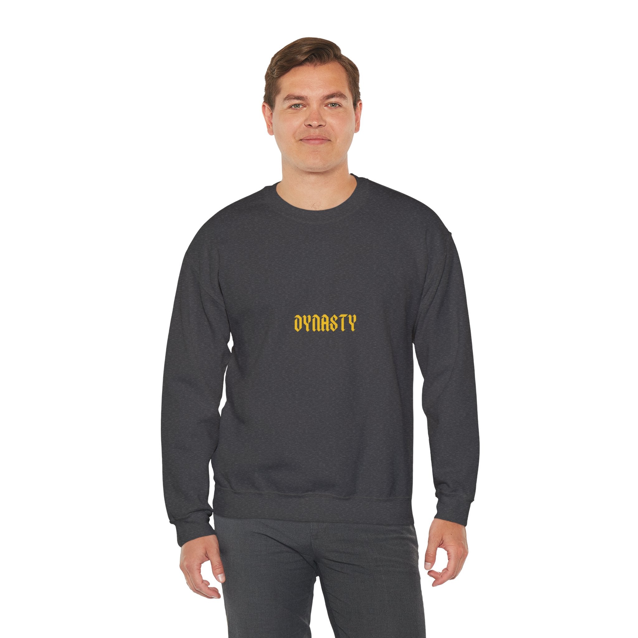 Dynasty Minimalist Crewneck Sweatshirt — Small Gold Text