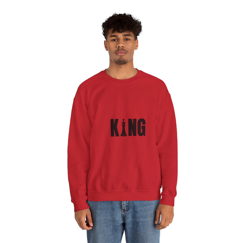 King Chess Piece Crewneck Sweatshirt — Minimalist Chess King Graphic