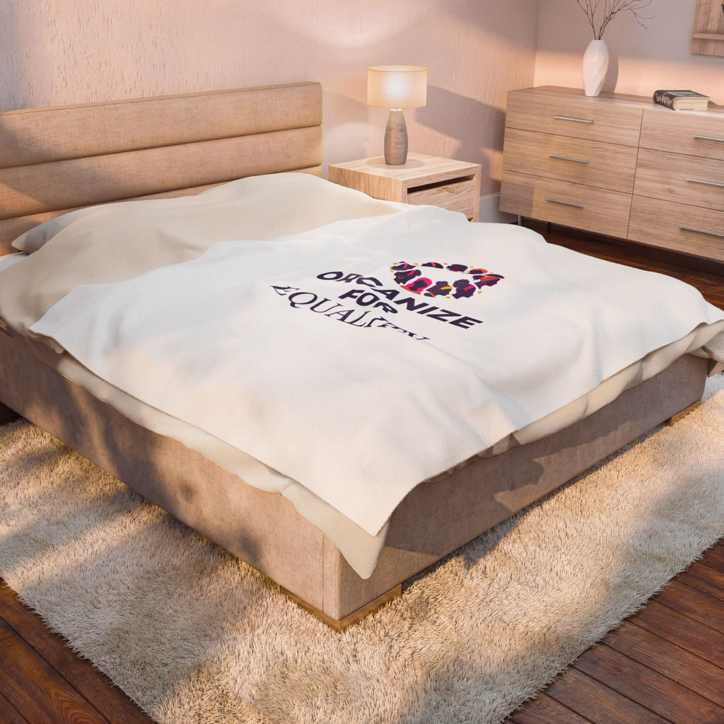 Organize for Equality Plush Blanket | IWD feminist slogan, empowerment design