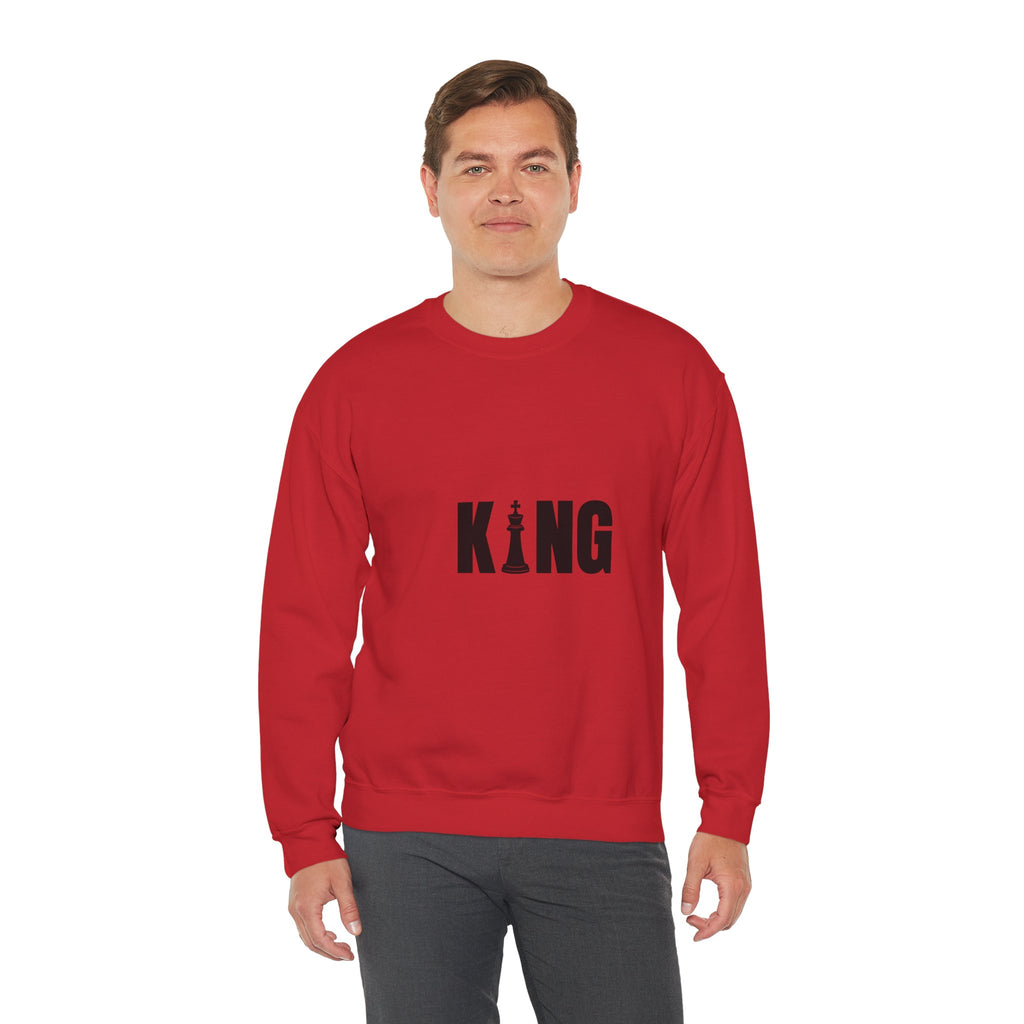 King Chess Piece Crewneck Sweatshirt — Minimalist Chess King Graphic