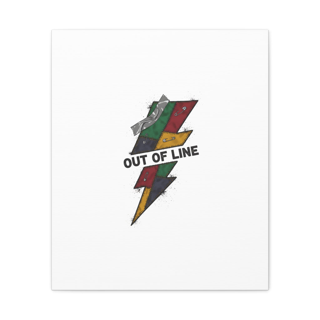 Out of Line Lightning Canvas | Grunge Plaid Patchwork, 90s Rock Revival