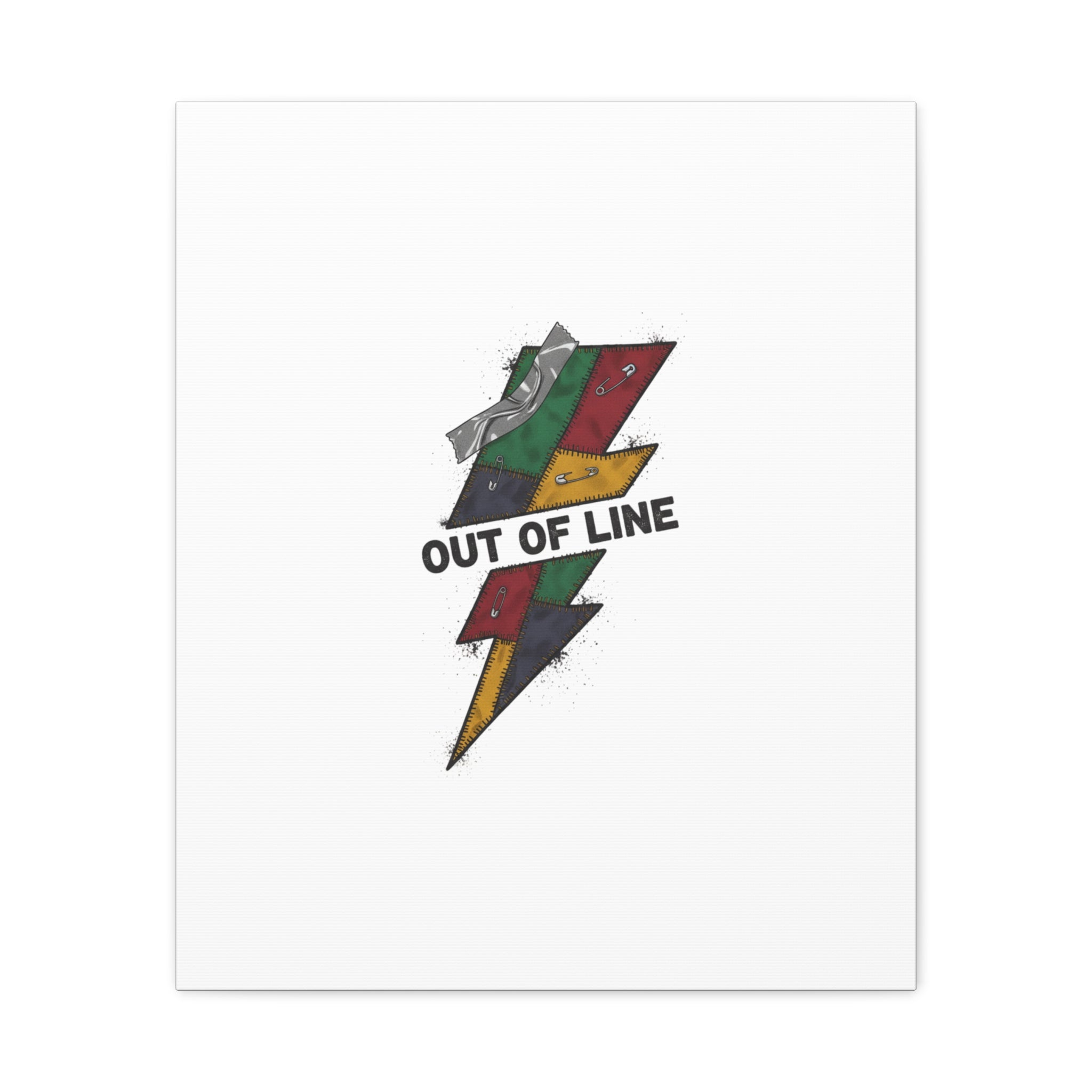 Out of Line Lightning Canvas | Grunge Plaid Patchwork, 90s Rock Revival
