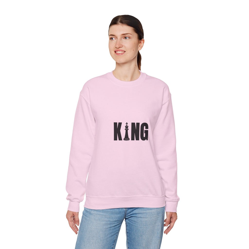 King Chess Piece Crewneck Sweatshirt — Minimalist Chess King Graphic