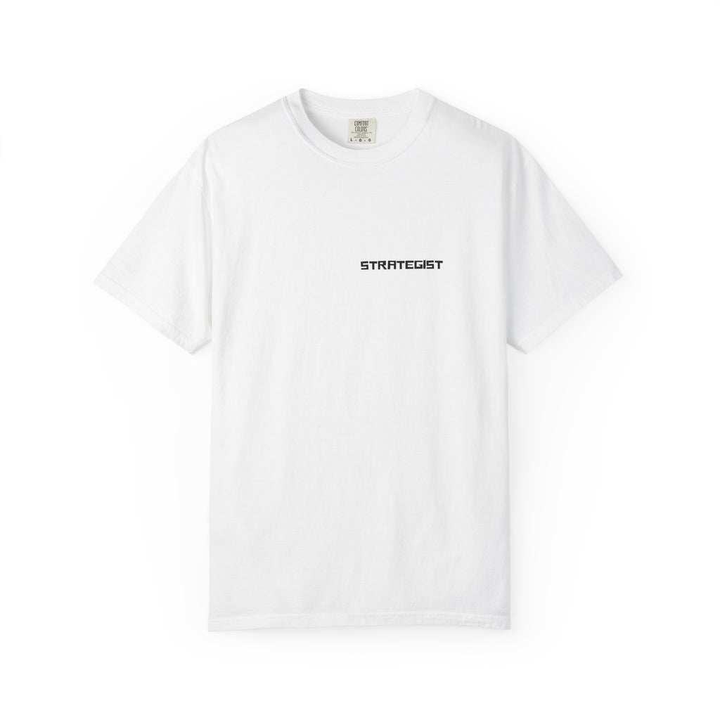 Strategist Minimalist Tee — Small Chest Text Graphic T-Shirt