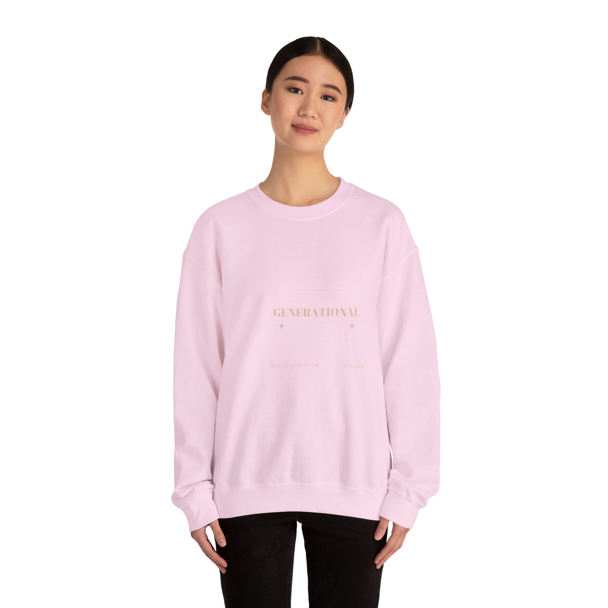 Minimal 'Generationova' White Crewneck Sweatshirt – Subtle Gold Logo