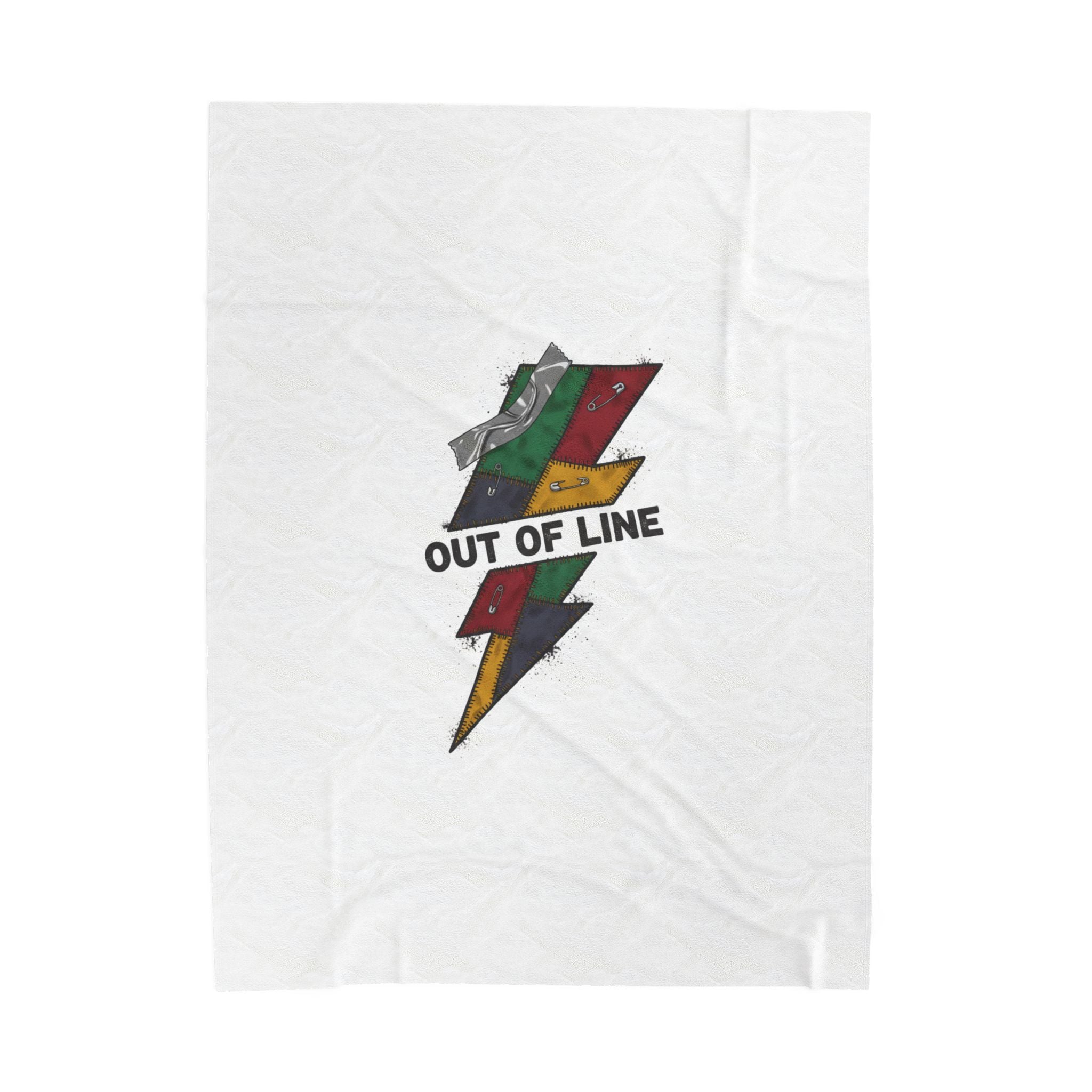 Out of Line lightning bolt velveteen blanket | grunge plaid revival, 90s rock aesthetic