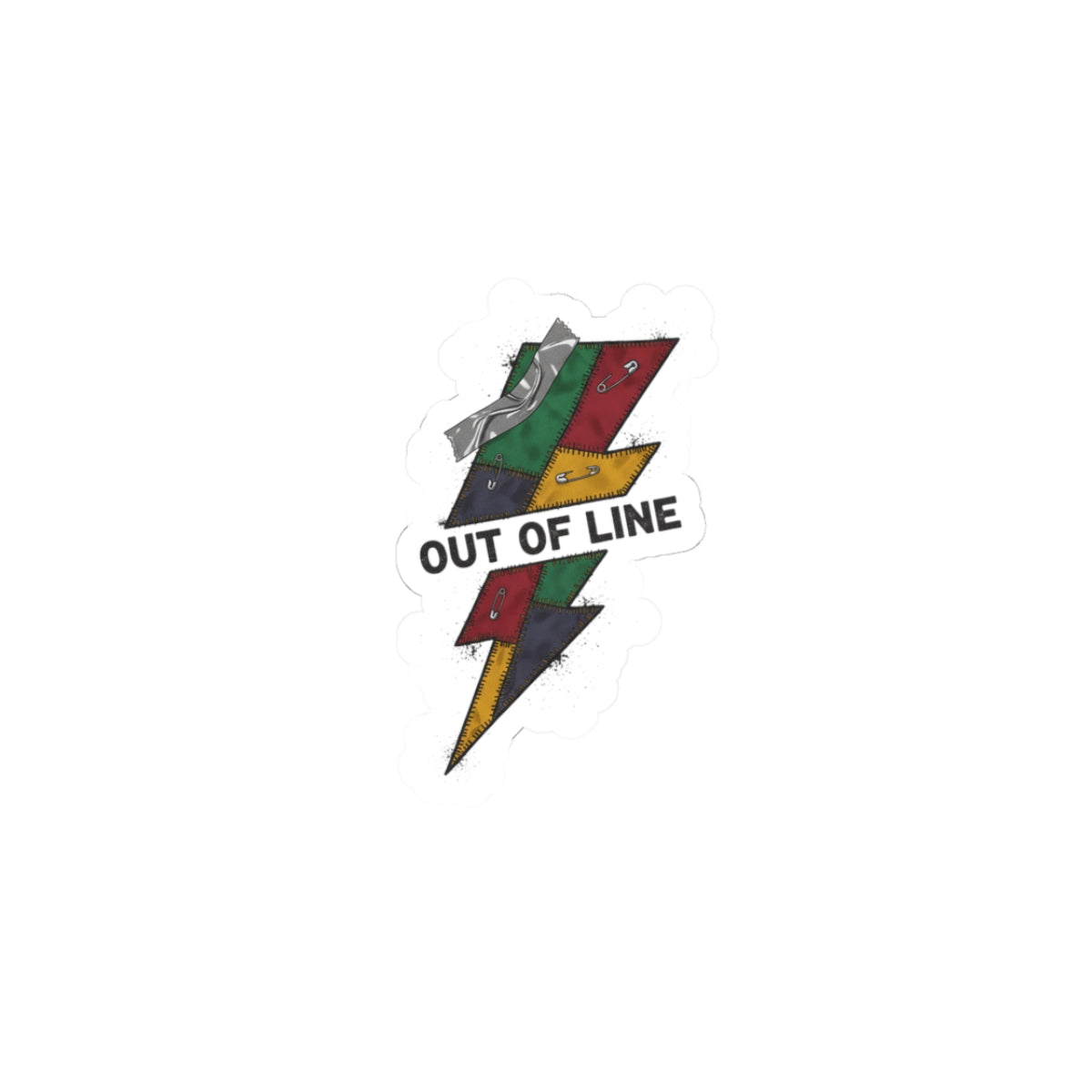 Out of Line Lightning Sticker | grunge sticker, plaid patchwork
