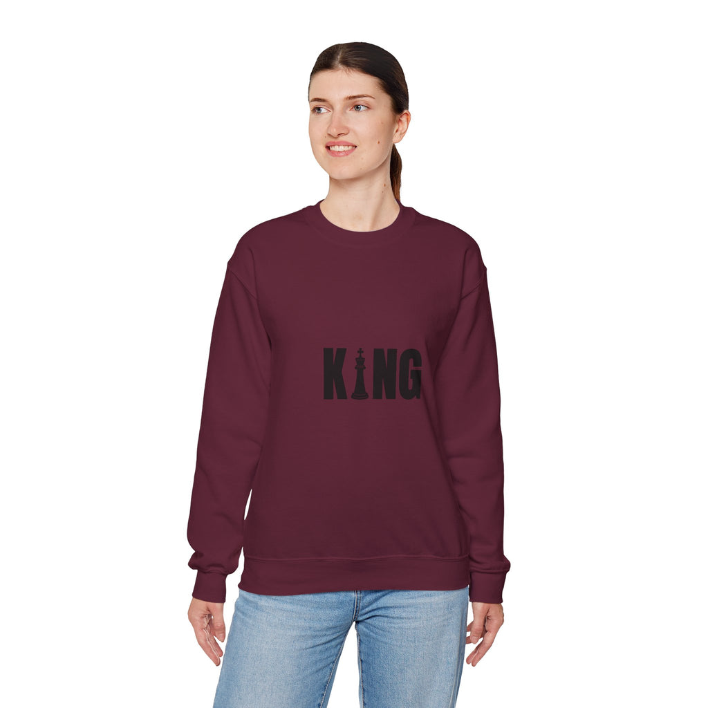 King Chess Piece Crewneck Sweatshirt — Minimalist Chess King Graphic