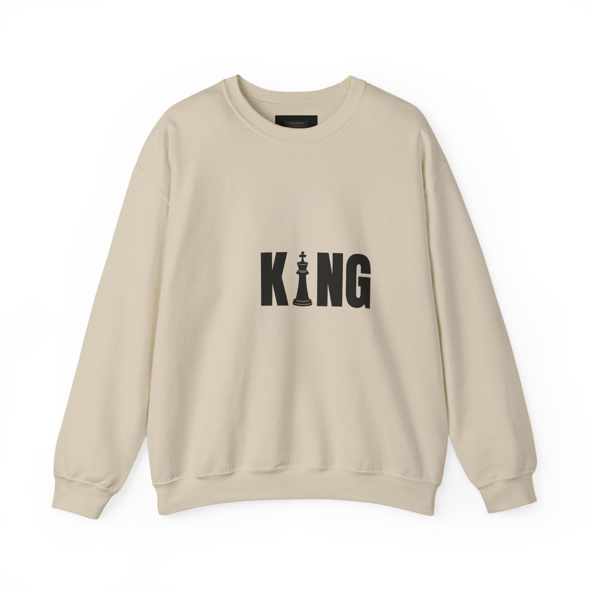 King Chess Piece Crewneck Sweatshirt — Minimalist Chess King Graphic