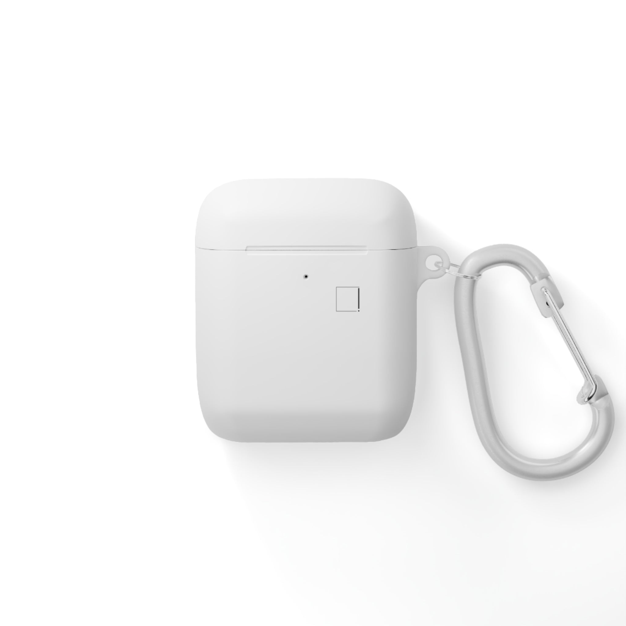 Minimal White AirPods Case with Carabiner — Protective Silicone Cover
