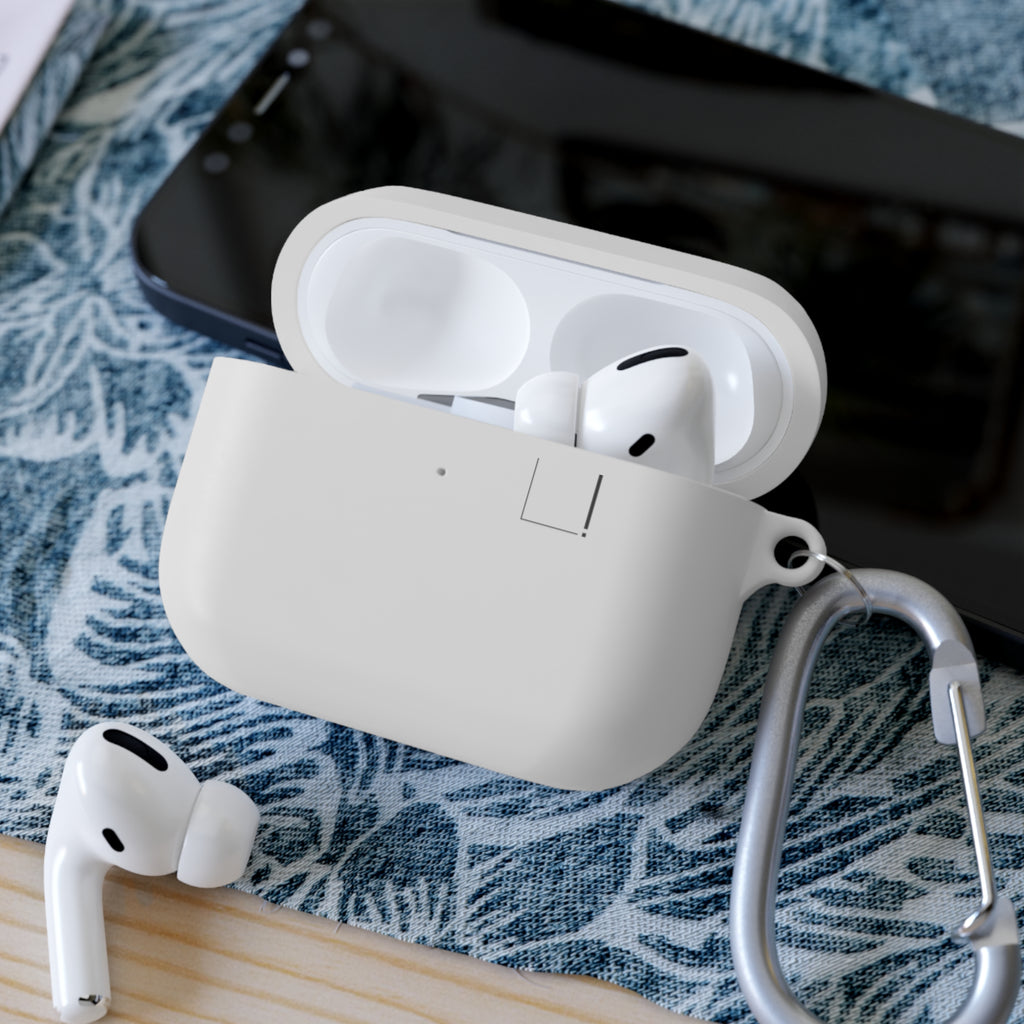 Minimal White AirPods Case with Carabiner — Protective Silicone Cover