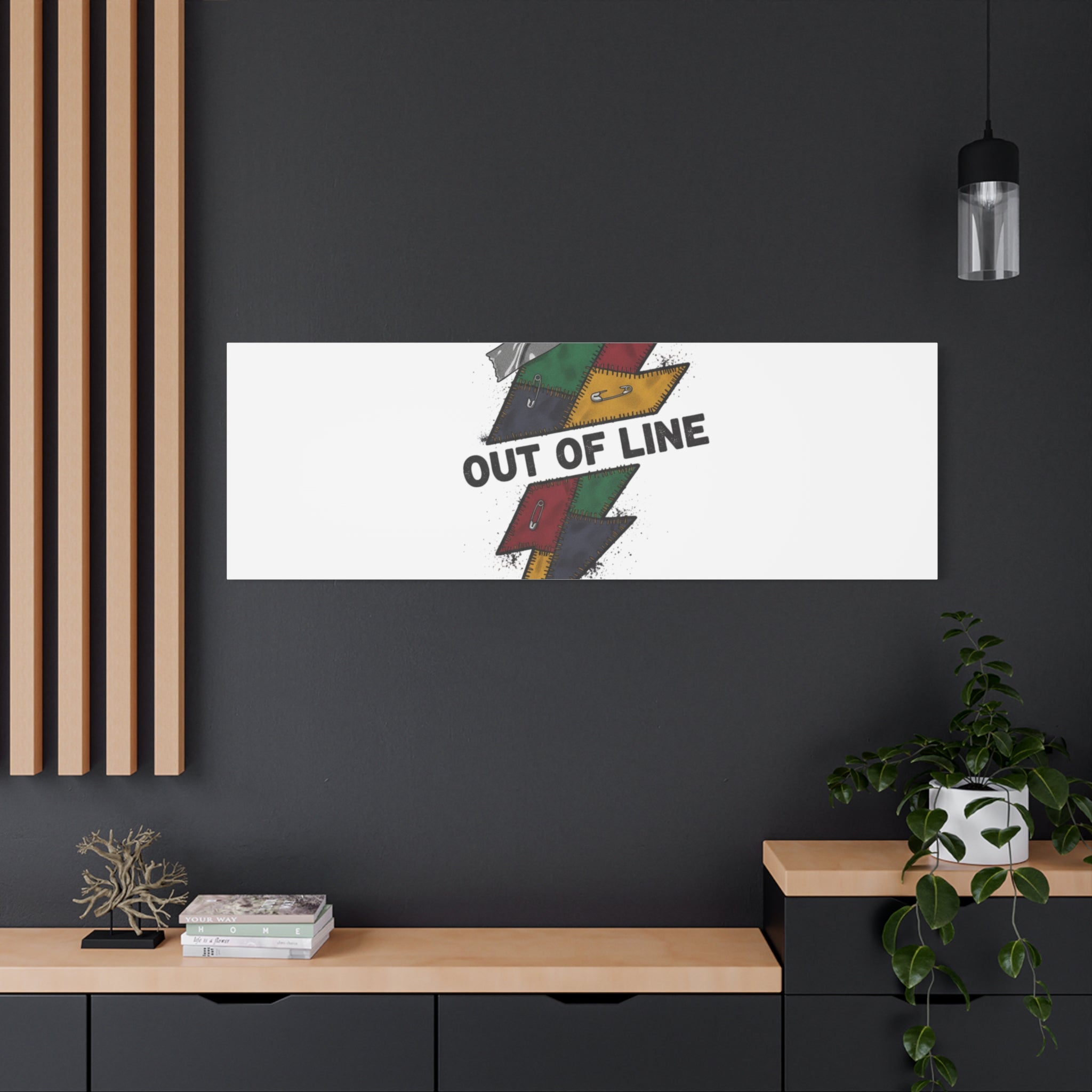 Out of Line Lightning Canvas | Grunge Plaid Patchwork, 90s Rock Revival