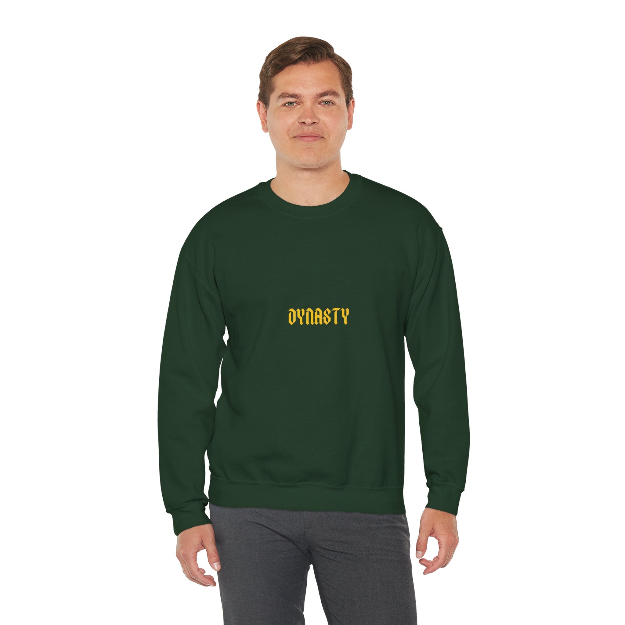 Dynasty Minimalist Crewneck Sweatshirt — Small Gold Text