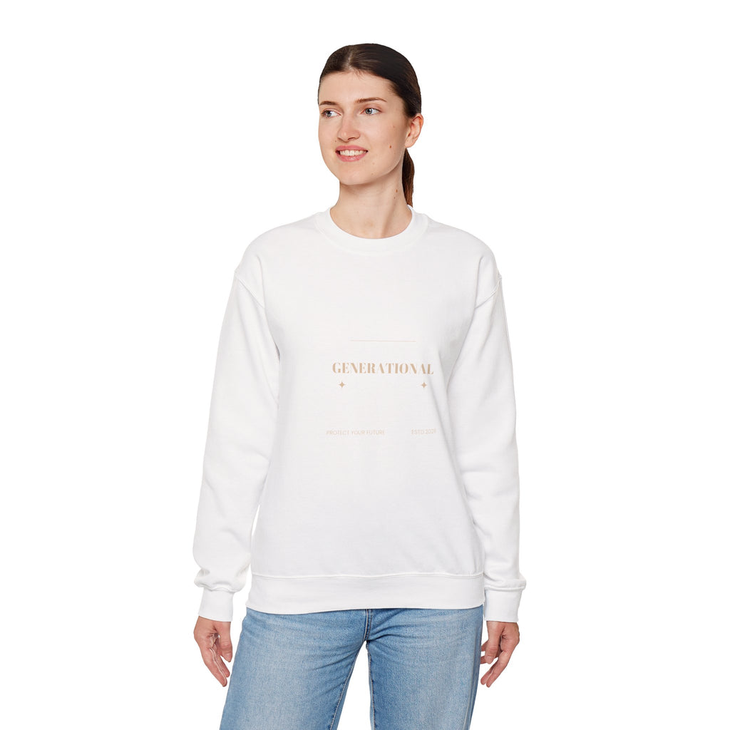 Minimal 'Generationova' White Crewneck Sweatshirt – Subtle Gold Logo
