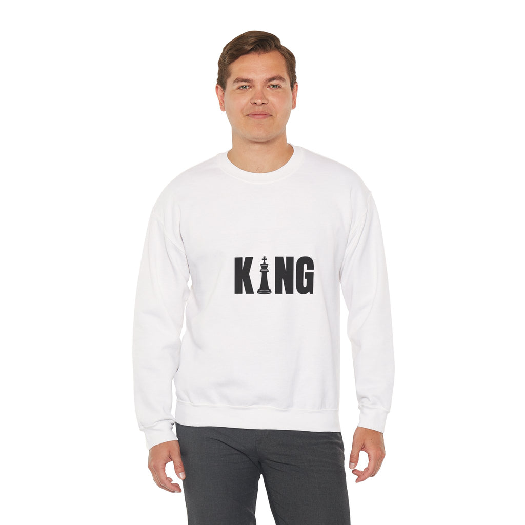 King Chess Piece Crewneck Sweatshirt — Minimalist Chess King Graphic