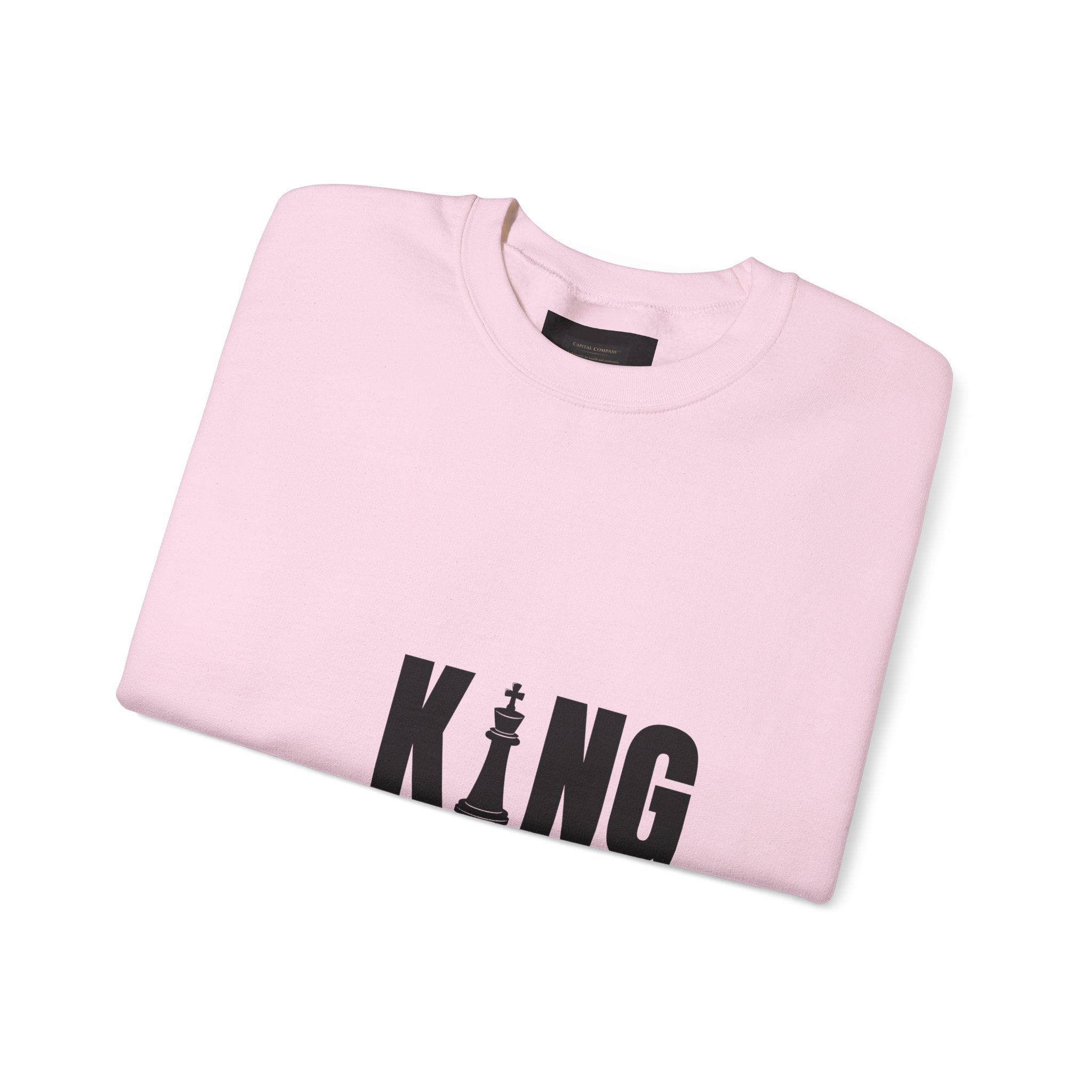 King Chess Piece Crewneck Sweatshirt — Minimalist Chess King Graphic