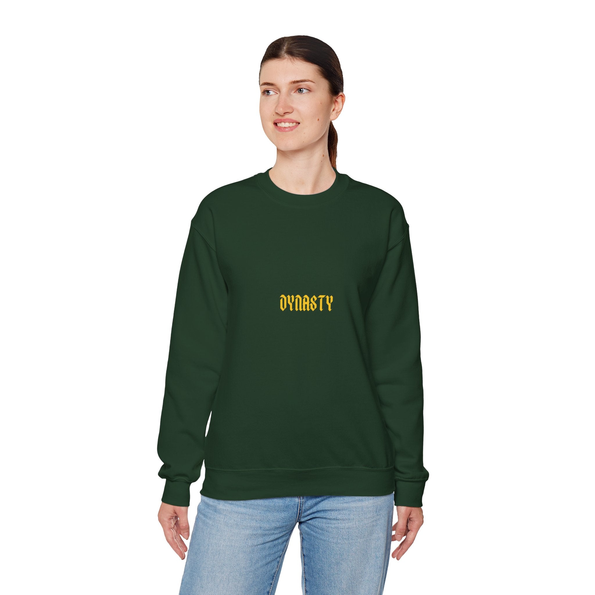Dynasty Minimalist Crewneck Sweatshirt — Small Gold Text