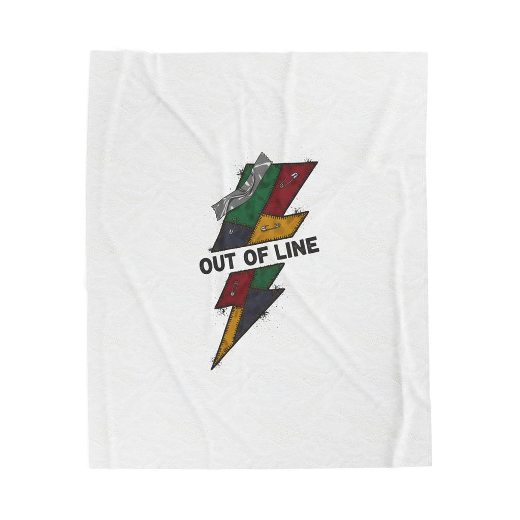 Out of Line lightning bolt velveteen blanket | grunge plaid revival, 90s rock aesthetic