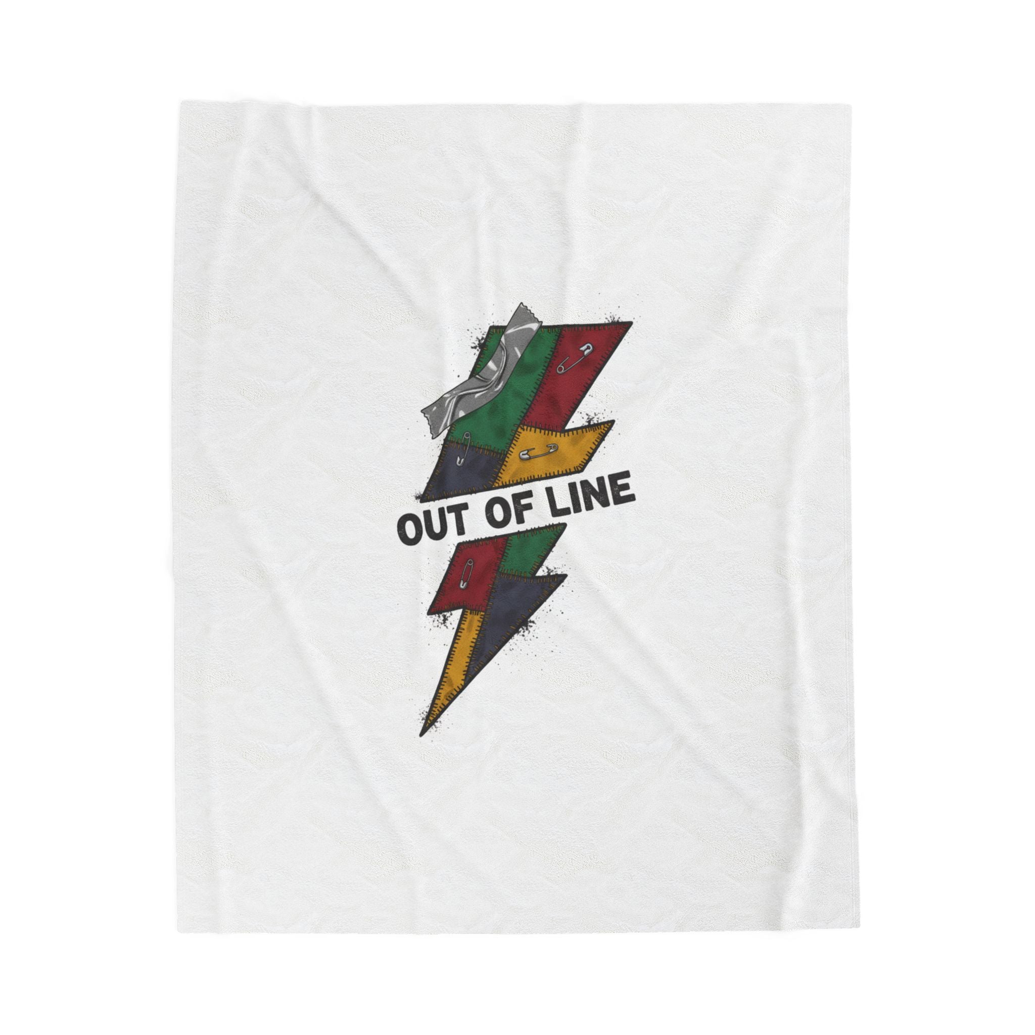 Out of Line lightning bolt velveteen blanket | grunge plaid revival, 90s rock aesthetic