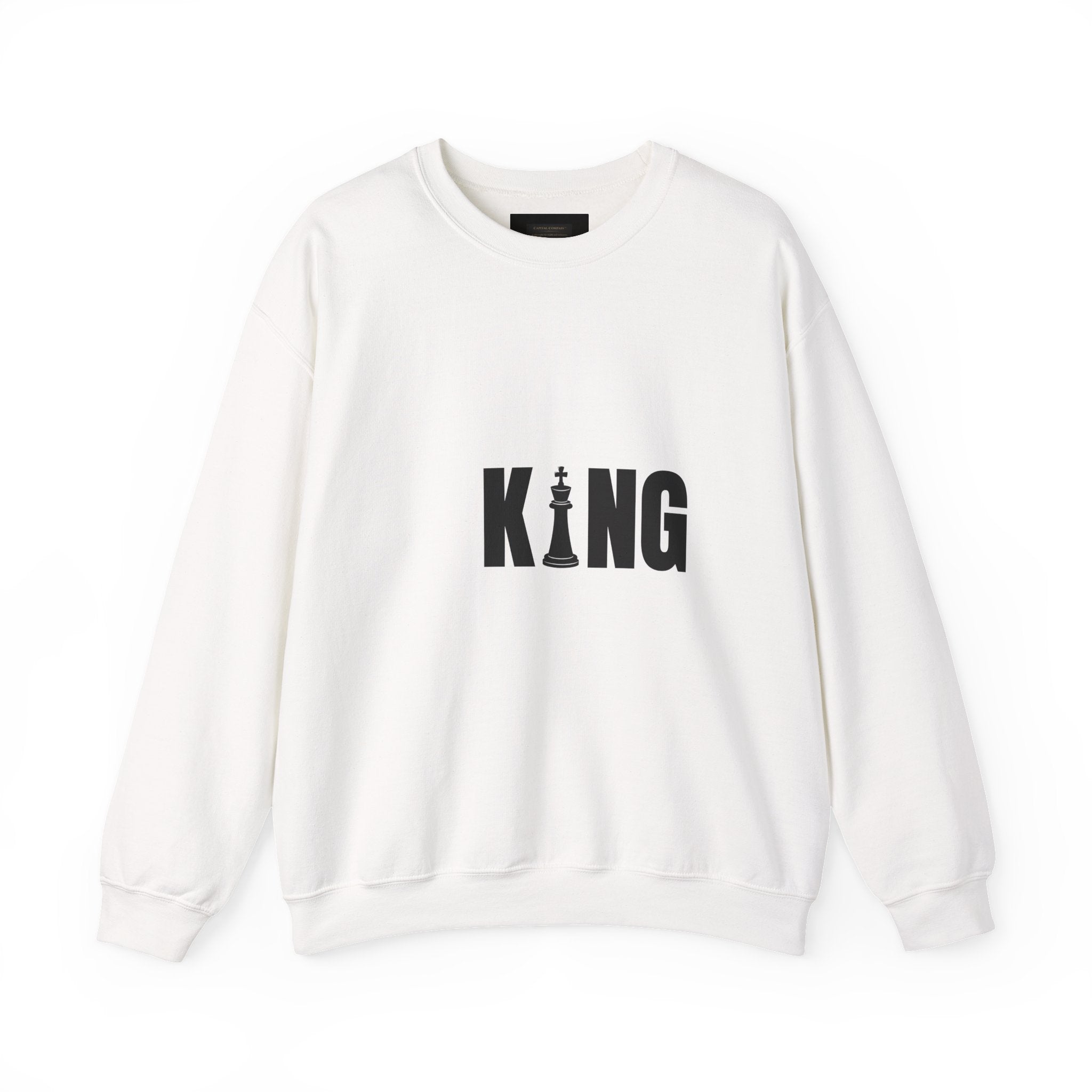 King Chess Piece Crewneck Sweatshirt — Minimalist Chess King Graphic