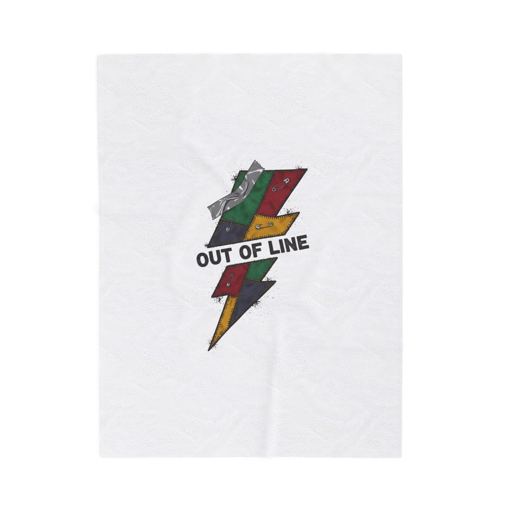 Out of Line lightning bolt velveteen blanket | grunge plaid revival, 90s rock aesthetic