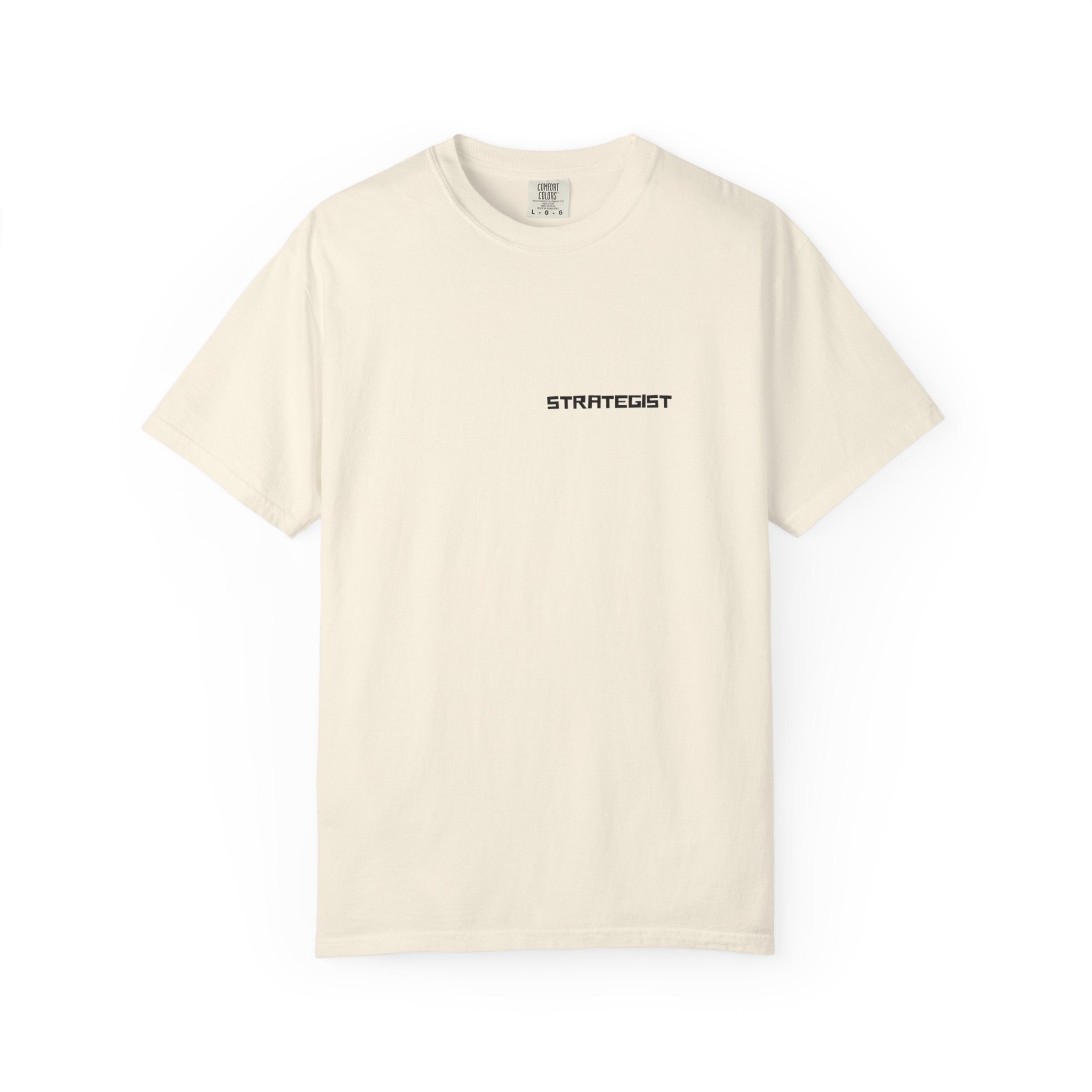 Strategist Minimalist Tee — Small Chest Text Graphic T-Shirt