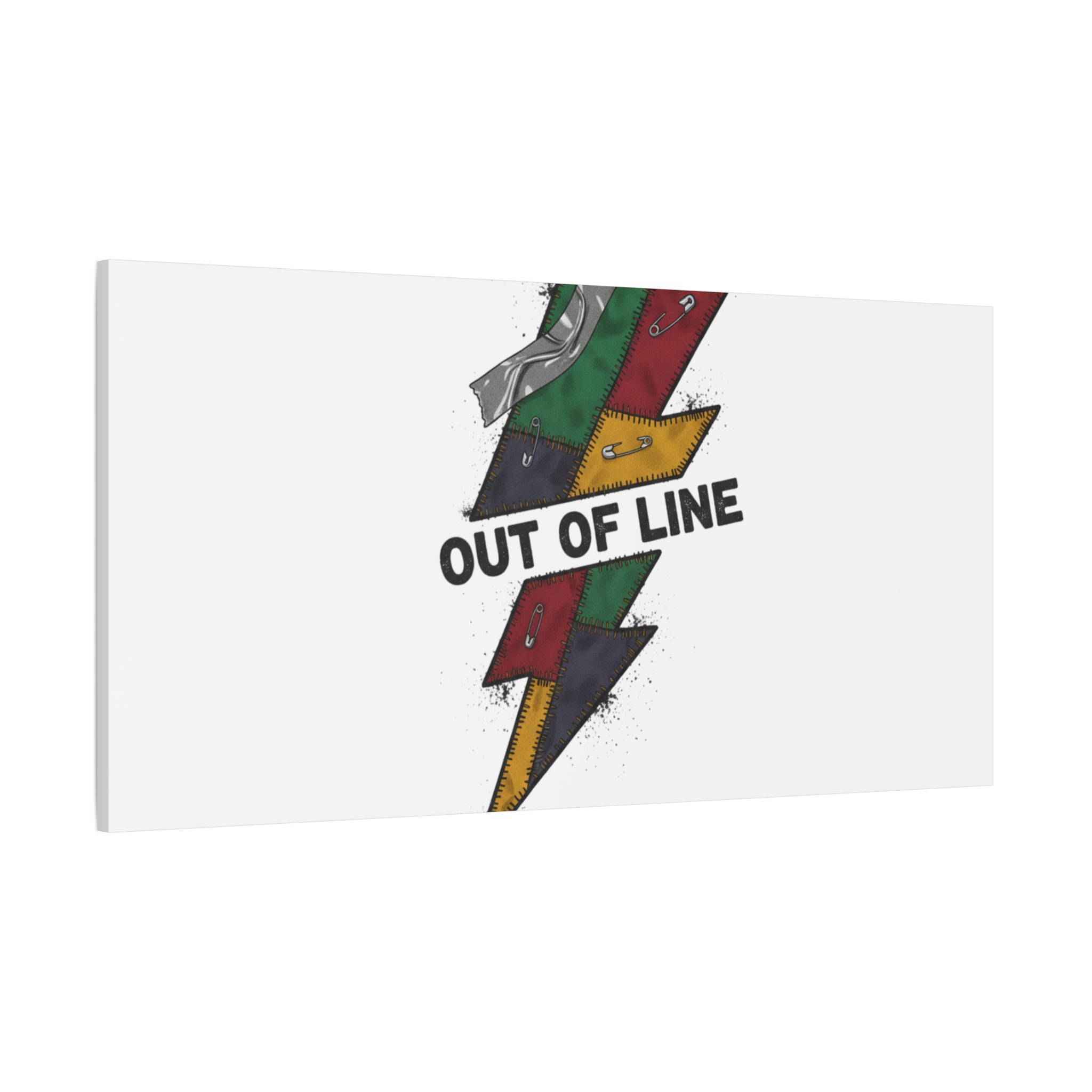 Out of Line Lightning Canvas | Grunge Plaid Patchwork, 90s Rock Revival