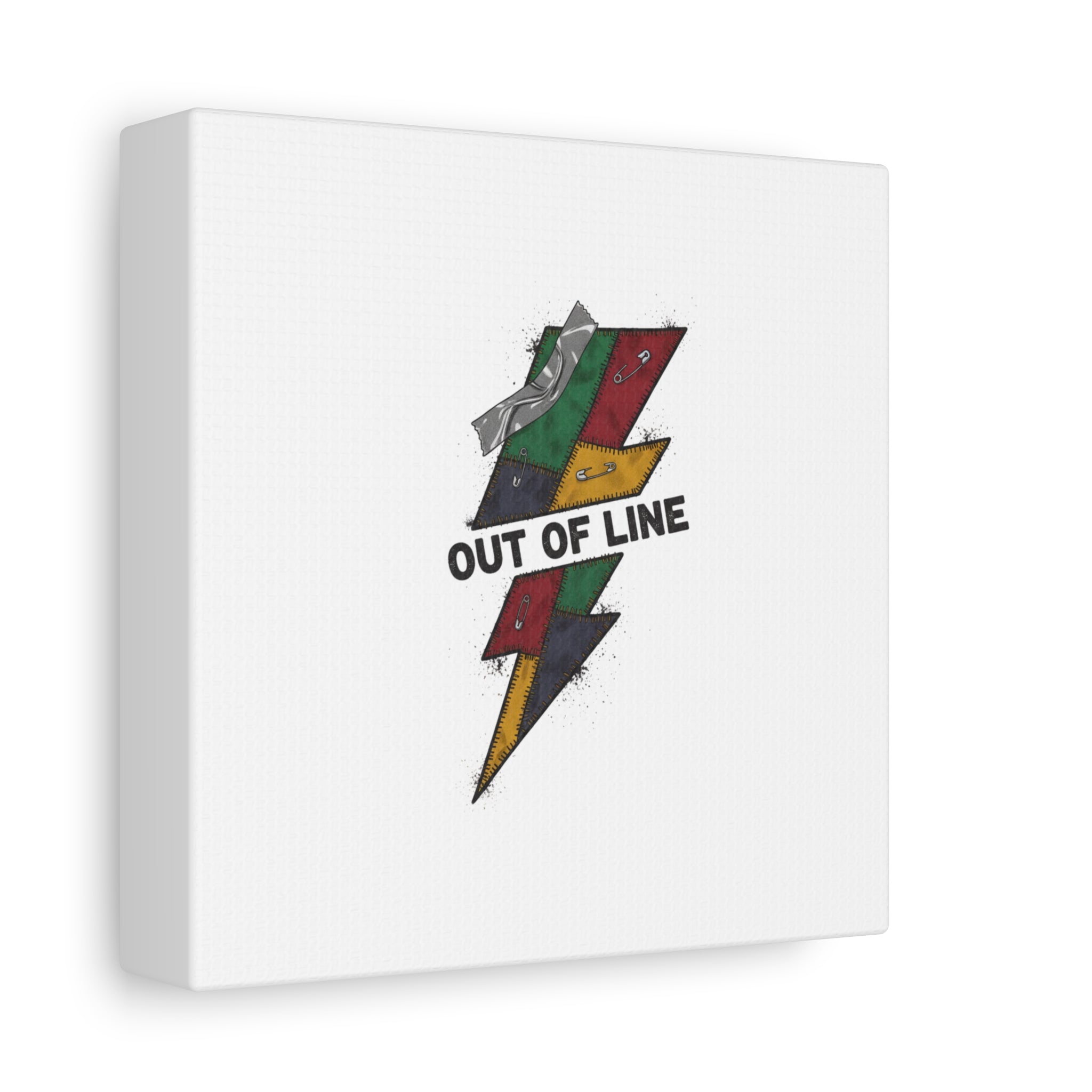Out of Line Lightning Canvas | Grunge Plaid Patchwork, 90s Rock Revival