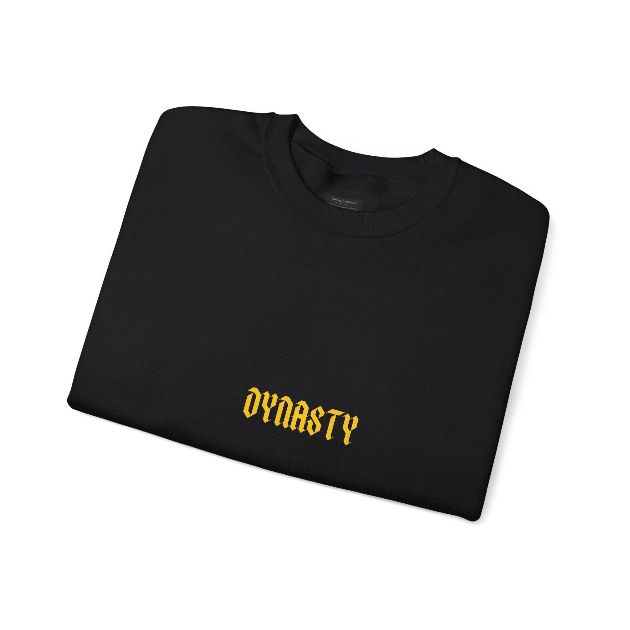 Dynasty Minimalist Crewneck Sweatshirt — Small Gold Text