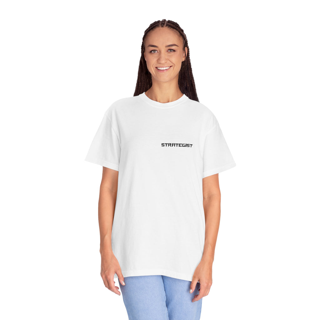 Strategist Minimalist Tee — Small Chest Text Graphic T-Shirt