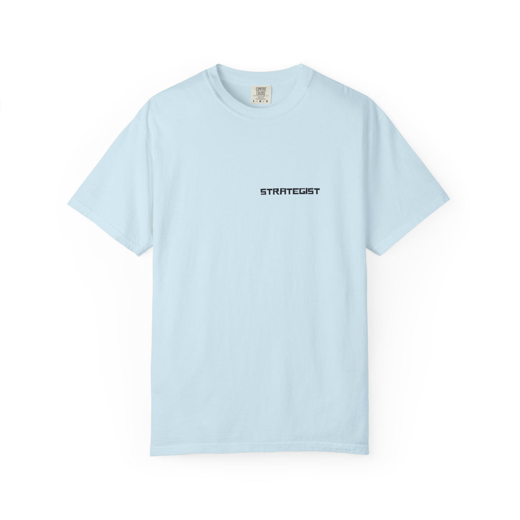 Strategist Minimalist Tee — Small Chest Text Graphic T-Shirt