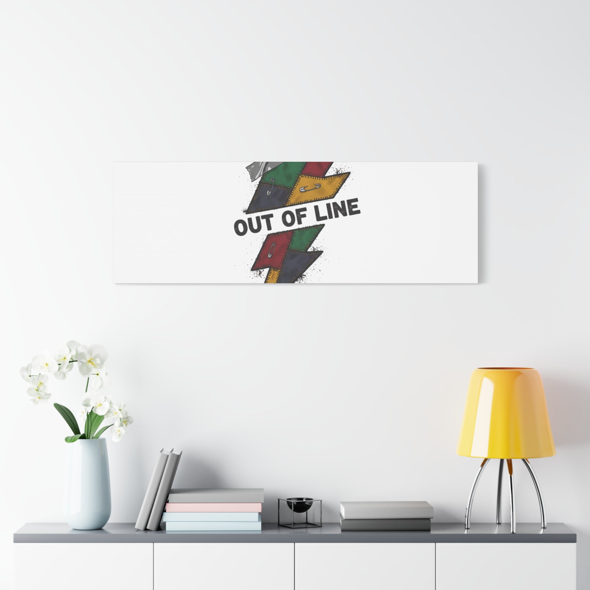 Out of Line Lightning Canvas | Grunge Plaid Patchwork, 90s Rock Revival