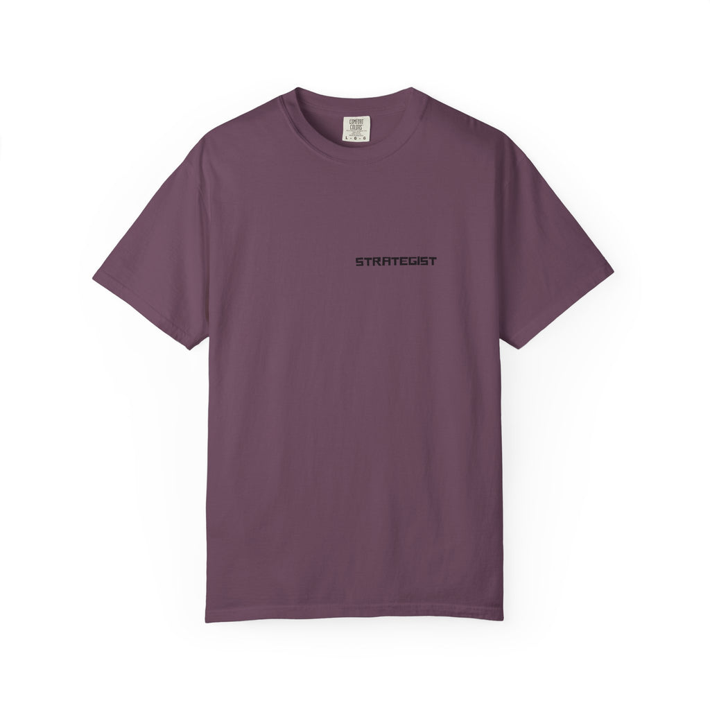 Strategist Minimalist Tee — Small Chest Text Graphic T-Shirt