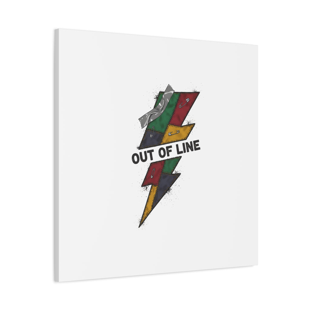 Out of Line Lightning Canvas | Grunge Plaid Patchwork, 90s Rock Revival