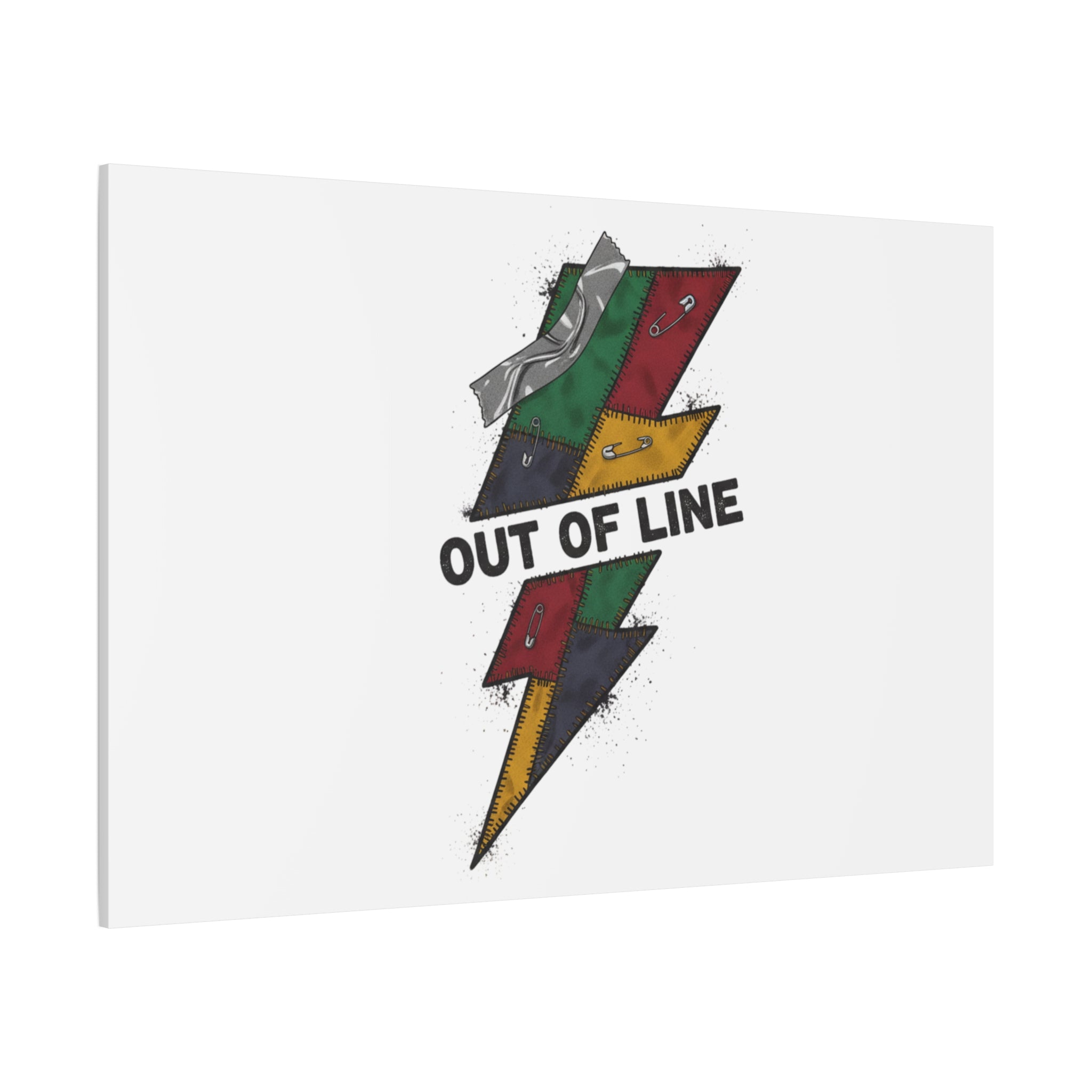 Out of Line Lightning Canvas | Grunge Plaid Patchwork, 90s Rock Revival