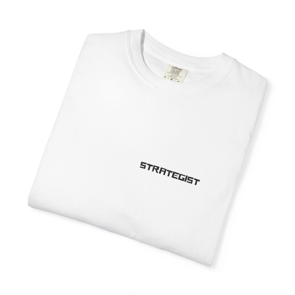 Strategist Minimalist Tee — Small Chest Text Graphic T-Shirt